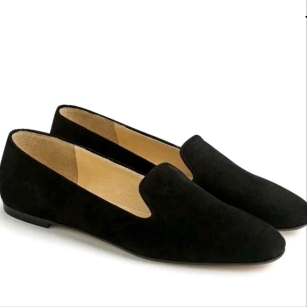 J. Crew black suede smoking slippers women's size 6.5